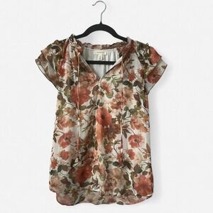 Tamara H. Floral Short Sleeve Blouse Top Size S
